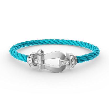 [Aurelle Style]FORCE LARGE HORSESHOE HALF DIAMOND BRACELET SILVER