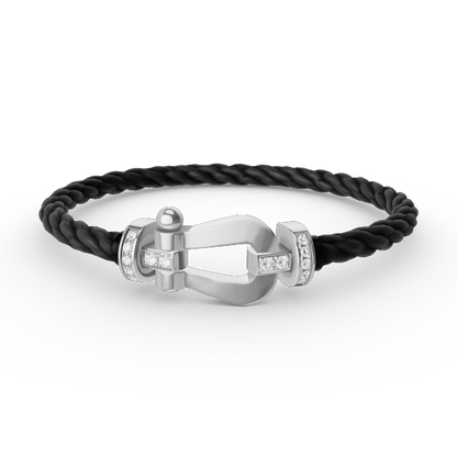 [Aurelle Style]FORCE LARGE HORSESHOE HALF DIAMOND BRACELET SILVER