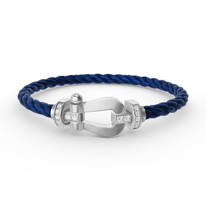 [Aurelle Style]FORCE LARGE HORSESHOE HALF DIAMOND BRACELET SILVER