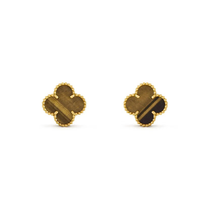 [Aurelle Style]CLOVER MEDIUM 1 MOTIFS TIGER EYE EARRINGS