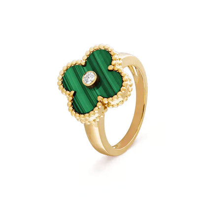 [Aurelle Style]CLOVER MALACHITE RING GOLD DIAMOND