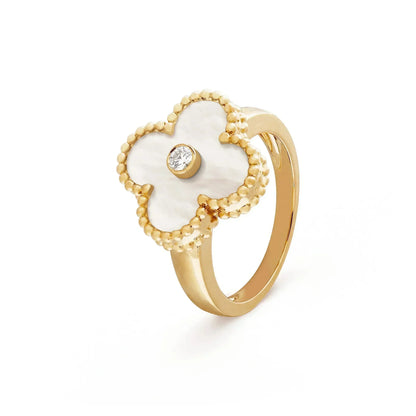 [Aurelle Style]CLOVER PINK MOP RING GOLD DIAMOND
