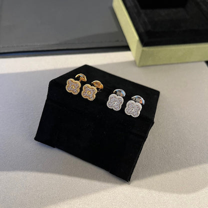 [Aurelle Style]CLOVER MINI DIAMOND STUD EARRINGS